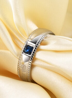 新款欧美亚马逊Her KingHis Queen 4mm齿轮钛钢情侣戒指百搭时尚