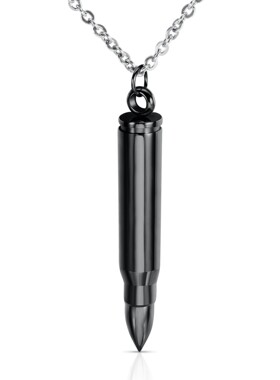 新款欧美跨境热卖子弹头可拧开空心不锈钢吊坠项链退伍纪念可刻字