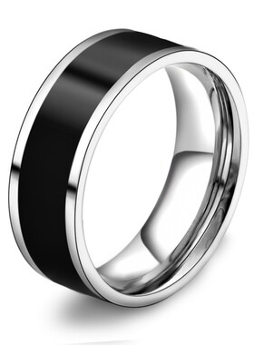 新款亚马逊 欧美跨境7MM个性简约钛钢单色滴油时尚戒指热卖女