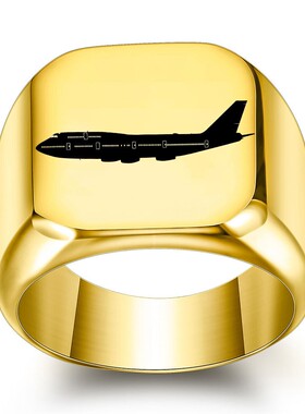 新款跨境欧美飞机客机钛钢戒指男士复古朋克方形18MM学生潮男