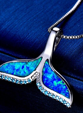 新款跨境欧美海洋生物鱼尾吊坠女士小清新简约个性锁骨链