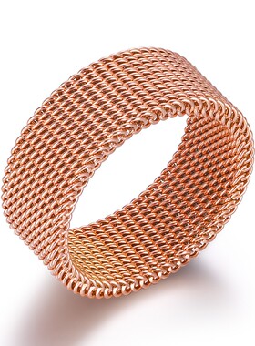 新款欧美跨境热卖8MM编制网状简约时尚织网表带个性男女戒指指环