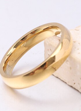 新款欧美跨境4 6 8MM简约不锈钢光面镀14K金时尚戒指指环热卖
