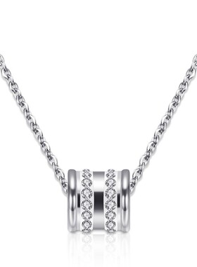 新款欧美ins时尚镶钻男女个性11MM圆形双排镶钻锁骨链不锈钢项链