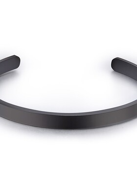 新款跨境不锈钢C形开口手镯5MM15CM不锈钢光面可开口手镯刻字