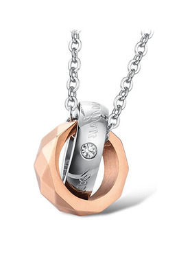 韩版情侣钛钢环环相扣现货吊坠