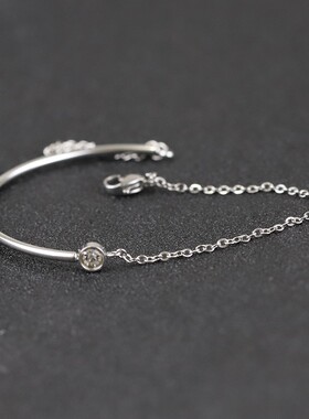 新款欧美ins简约百搭钛钢18K金拼接镶锆带链不锈钢手链手镯个性女