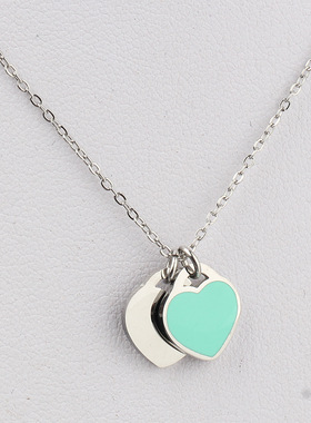 love蓝色滴油心扉钛钢锁骨链新品