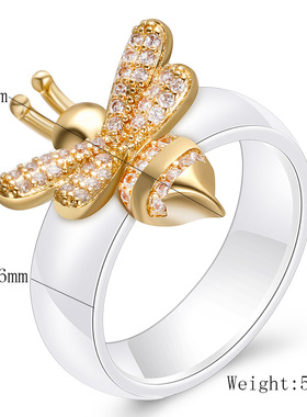 欧美款黑白不褪色陶瓷戒指新品