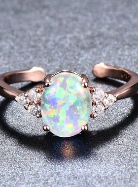 新款亚马逊 白金澳宝开口戒指 时尚复古