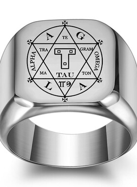 新款欧美亚马逊18MM斯拉夫标志T型AGLA符文不锈钢钛钢戒指女