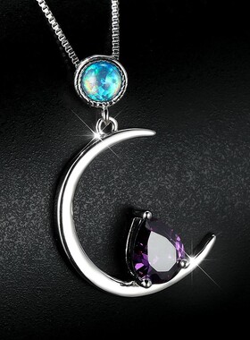 新款欧美跨境白色圆形澳宝镶水滴形彩色钻项链百搭女小众简约首饰