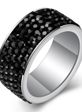 排钻钛钢新娘指环婚戒