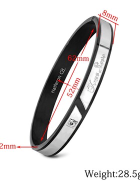 新款热卖8MM个性情人节七夕礼物时尚镶锆情侣手镯钛钢手环