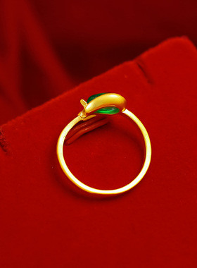 越南沙金玉石日韩风玛瑙玫瑰女戒