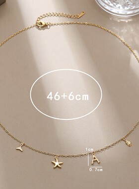 新款热卖跨境简约时尚黄金字母系列海洋生物装饰项链高级感沙滩海