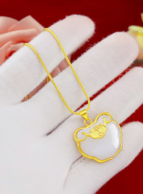 宝石项链越南沙金现货长命锁新品