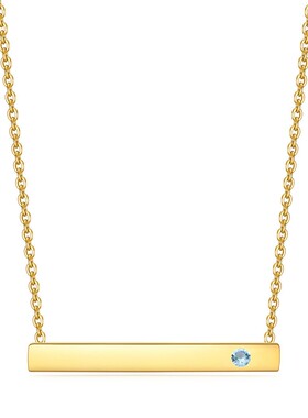 新款欧美跨境十二月诞生石长方形镶钻18K金锁骨链项链可激光Logo