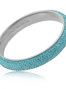 新款厂家ins个性简约网红8mm七排弧面镶钻捷克钻不锈钢圆形手镯女