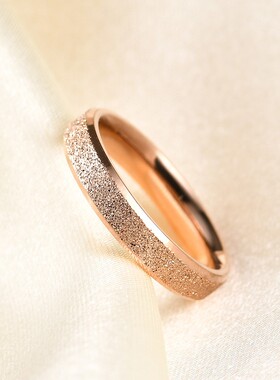 新款欧美时尚跨境不锈钢个性3MM磨砂百搭情侣学生戒指热卖女