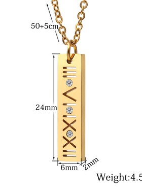 新款厂家 欧美ins简约百搭罗马数字镶钻镂空304钛钢项链锁骨链女