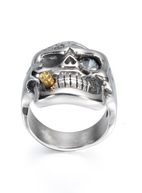 新款欧美复古朋克26MM霸气骷髅头男士钛钢戒指不锈钢304戒指时尚