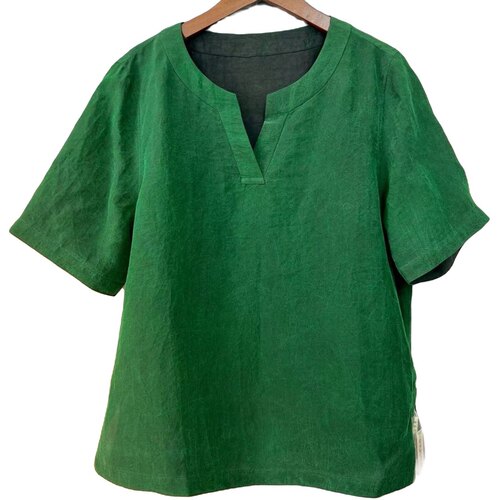 【彩龟V领上衣】双面穿香云纱龟裂纹短袖衫套头简洁大气dz052 - 图3