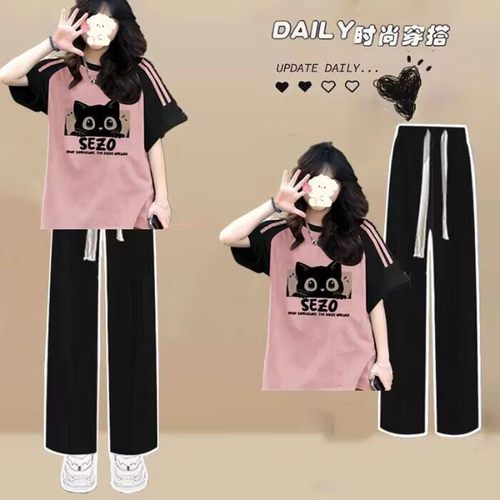 大童初中生一整套穿搭夏日少女短袖T恤+工装裤休闲服时尚两件套装 - 图3