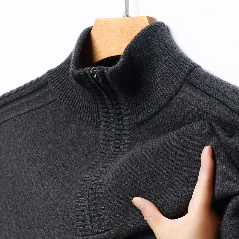 新款冬季半高拉链领加厚男装羊绒衫中年休闲针织羊毛衫男内搭毛衣,淘宝优惠券,粉丝福利购,淘宝优惠卷