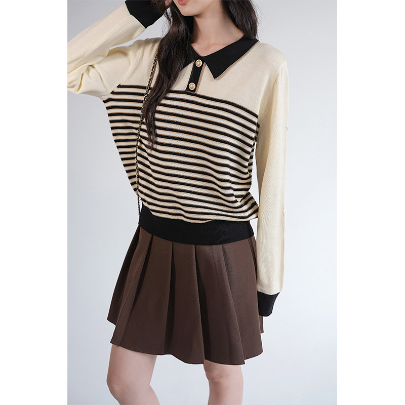 【清仓直降】大码女装打底条纹针织衫胖mm2026春新款撞色翻领毛衣,淘宝优惠券,粉丝福利购,淘宝优惠卷