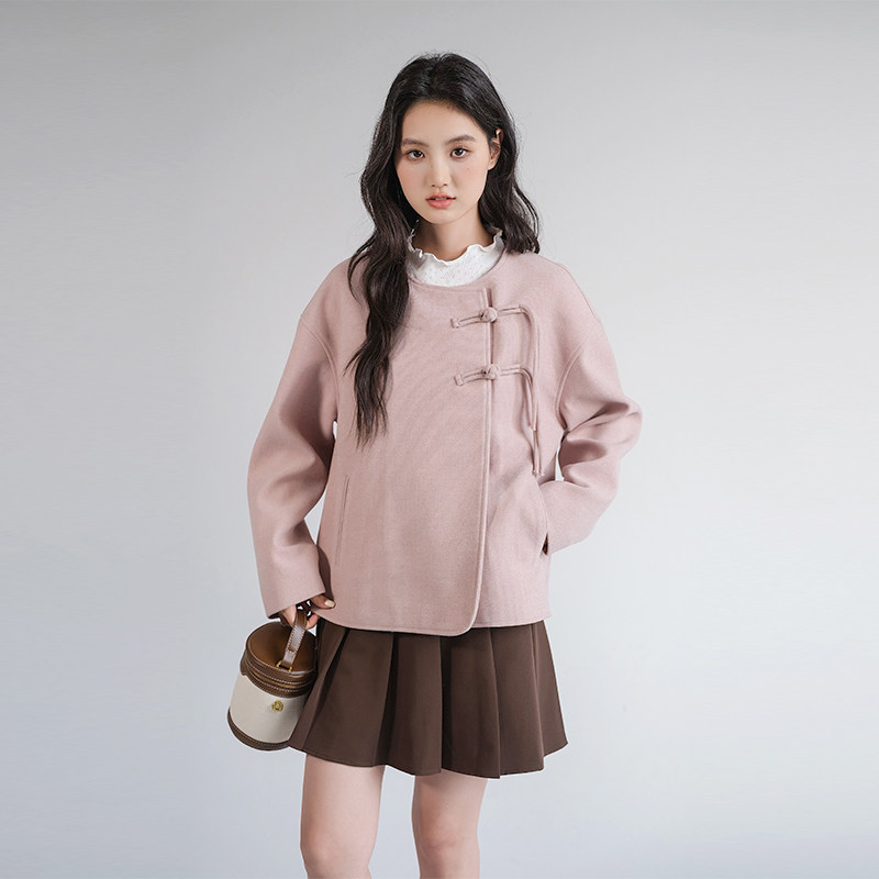 【新中式国风盘扣毛呢外套】蓝若水大码冬装新款减龄气质呢子大衣,淘宝优惠券,粉丝福利购,淘宝优惠卷