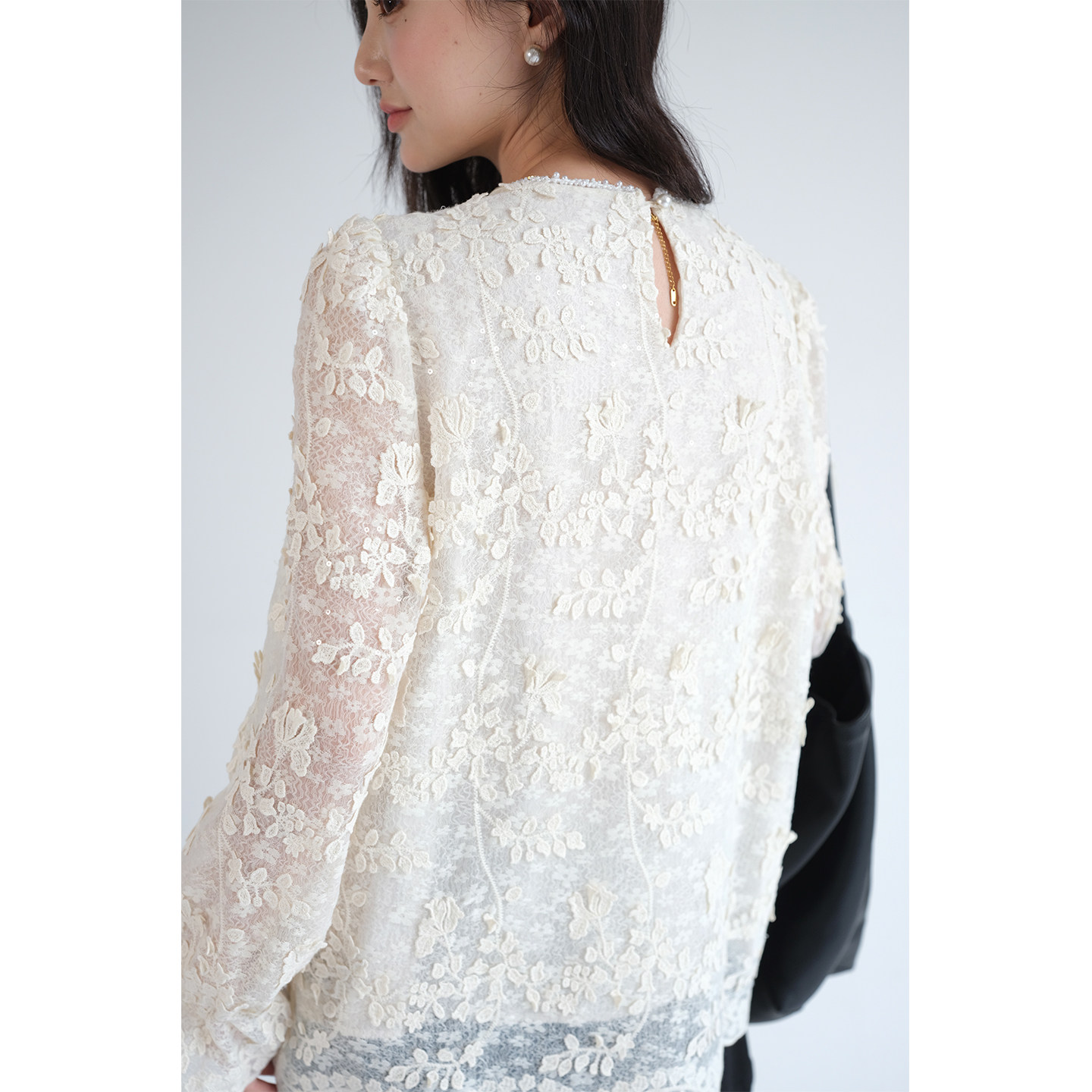 蓝若水大码女装2026春季新款亮片立体刺绣蕾丝衫胖mm法式轻奢上衣,淘宝优惠券,粉丝福利购,淘宝优惠卷