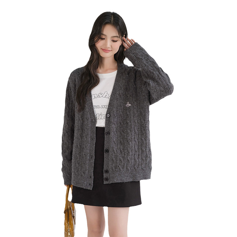 【清仓特惠】大码女装学院风V领针织开衫胖mm春装绞花毛衣外套,淘宝优惠券,粉丝福利购,淘宝优惠卷