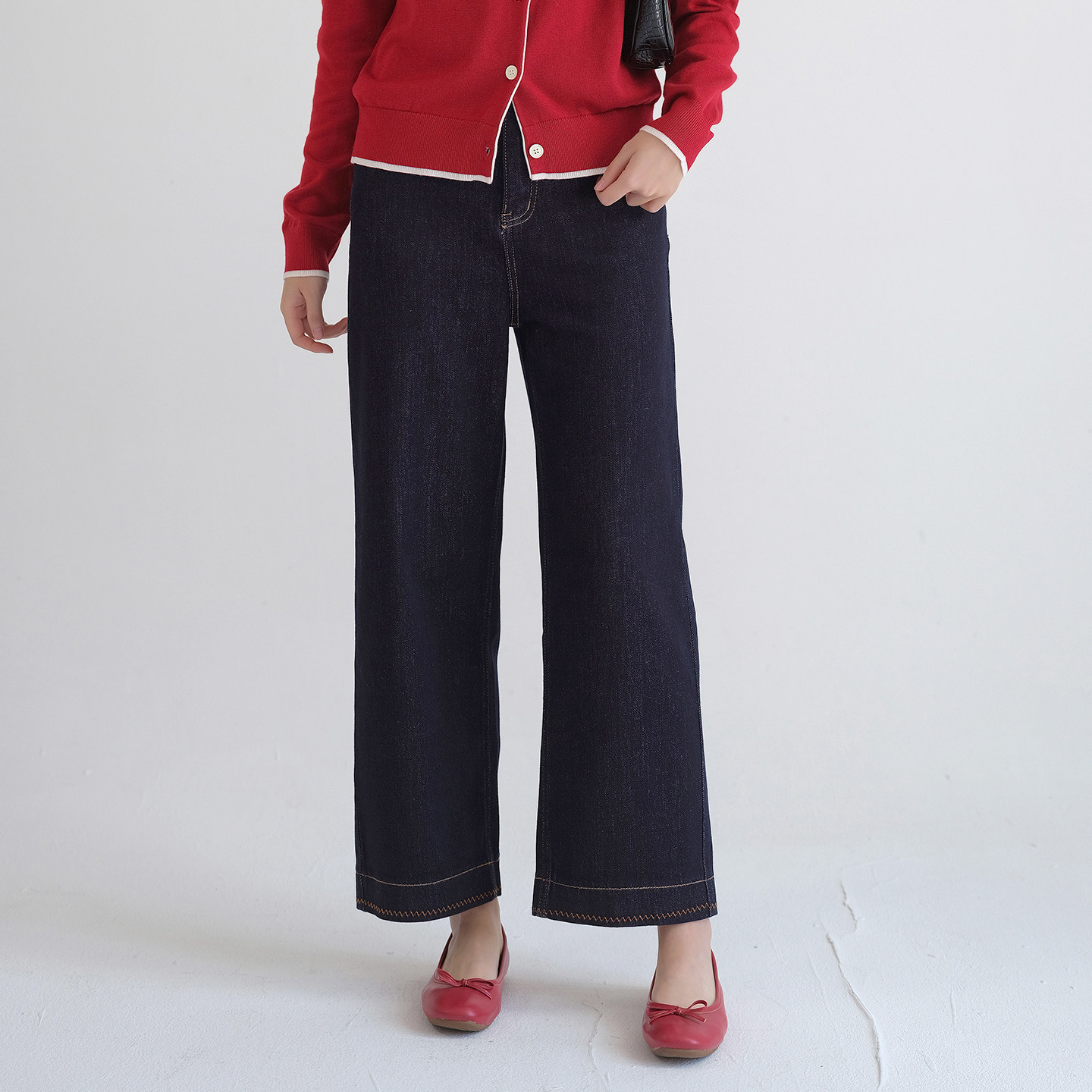 【莱赛尔复古明线牛仔裤】蓝若水大码2026春装新款窄版高腰直筒裤,淘宝优惠券,粉丝福利购,淘宝优惠卷