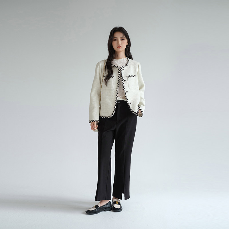 蓝若水大码女装高腰开叉西装裤胖mm春季新款多元通勤休闲直筒裤,淘宝优惠券,粉丝福利购,淘宝优惠卷