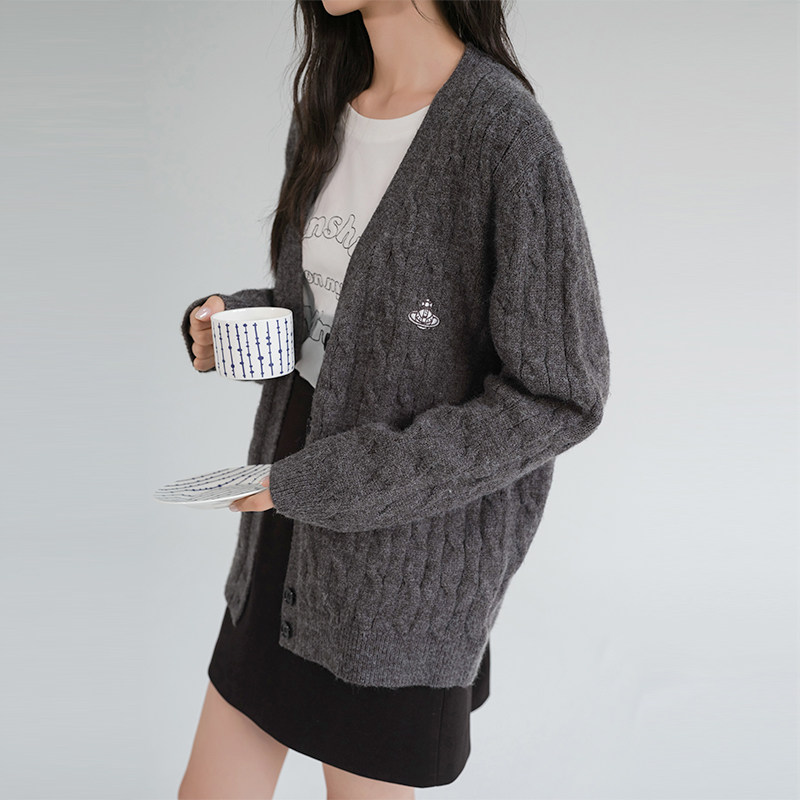 【清仓特惠】大码女装学院风V领针织开衫胖mm春装绞花毛衣外套,淘宝优惠券,粉丝福利购,淘宝优惠卷