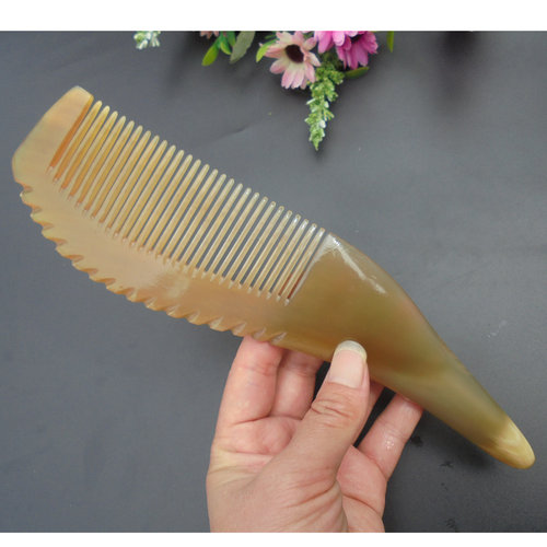 梳子牛角梳纯西藏天然生发白发防脱发静电长发密齿按摩头梳非木梳 - 图2