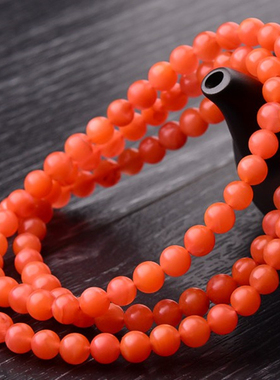 天然玛瑙凉山磨砂满色南红手串