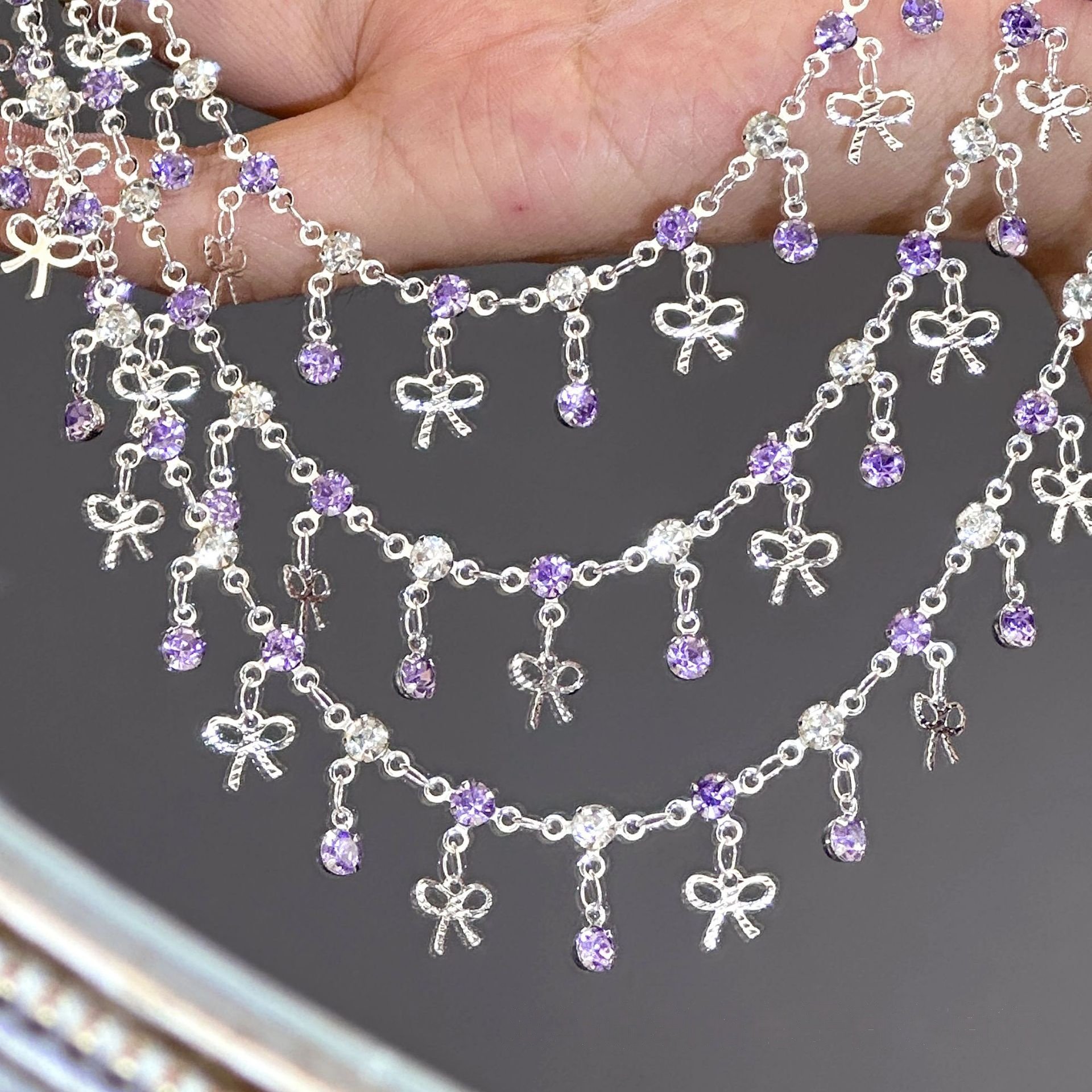 diy链条紫色水钻蝴蝶结链条手链项链古风流苏痛包玩具材料,淘宝优惠券,粉丝福利购,淘宝优惠卷