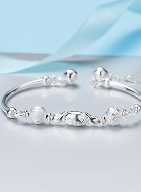 925纯银手链玉贵狗儿童小孩镯子