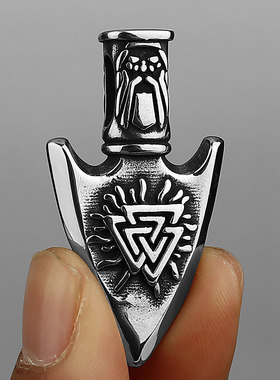 欧美维京指南针符文箭头钛钢吊坠男士创意不锈钢吊坠项链饰品