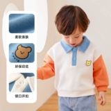 Детский хлопковый осенний весенний свитшот для мальчиков, воротник поло, в западном стиле