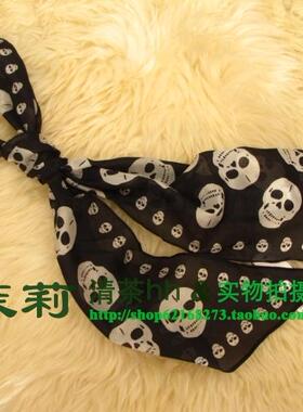 天才设计师骷髅头丝绸发带长丝巾