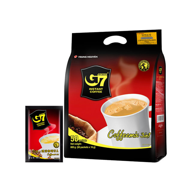 Vietnam imported Zhongyuan g7 three-in-one instant coffee mellow brewed coffee powder 50 bags 800g