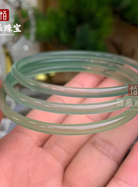 玉髓叮当镯天然冰种荔枝冻白玛瑙细条手镯4MM女款网红玉石镯子