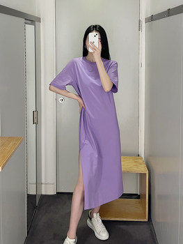 Minimalist cos ສີມ່ວງວ່າງ sleeveless A-line versatile long neck dress 23 summer new commuter women