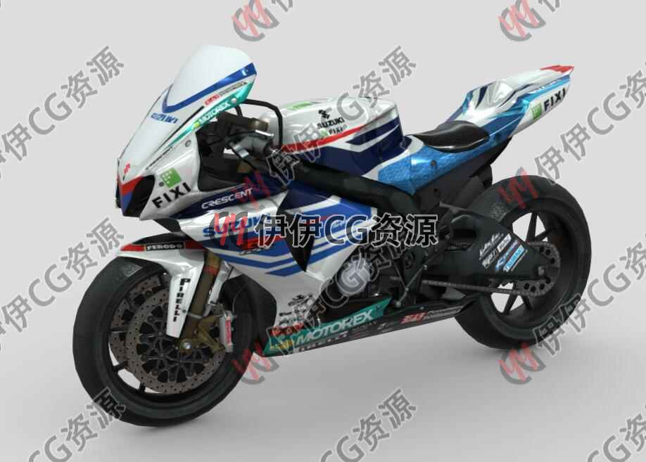 3D模型3Dmax素材FBX Blender 铃木摩托车 Suzuki GSX-R1000 机车 - 图0