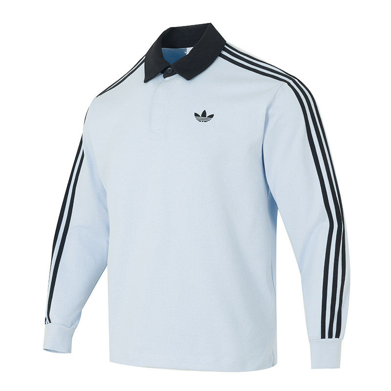 阿迪达斯三叶草男装2026春复古纯棉条纹翻领运动长袖POLO衫KE2445,淘宝优惠券,粉丝福利购,淘宝优惠卷