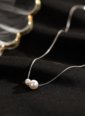 锁骨毛衣配饰送女长链配款项珍珠珍珠项链简约通勤新款晚礼服礼物