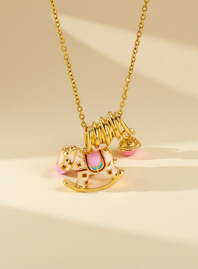 精致滴油小马项链轻奢气质高级锁骨链INS风时尚百搭优雅2026新款